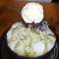 japanese green tea, red bean shaved ice