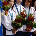 撞球女團斯諾克銅牌 左起詹雅庭、赖慧珊和柳信美