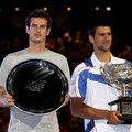 2011.1.30澳網公開賽 圖右男單冠軍 Novak Djokovic 左亞軍Andy Murray