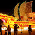 北京通州運河文化廣場的漕運主題綵燈
