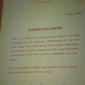 馬拉威共和國總統的信函