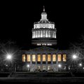 Rush Rhee Library (U of Rochester) at  night