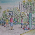 水彩--台北中山--籃球