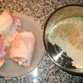 準備材料chicken & rice ready for cooking