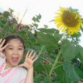 大女兒看到向日葵，好興奮!