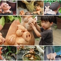 2010.07.23沖繩水果園
水果園內到處是可愛的陶製風獅爺，有各式各樣的pose....
當然也會有頑皮的小朋友，偷挖風獅爺的鼻孔~~