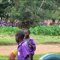 These schoolchildren dressed smartly in purple uniforms were snapped by Kristen Mbabazi in eastern Uganda.