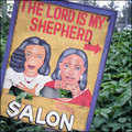 Claire Jaquin sent in this photograph of an advertisement for a salon in Elmina, in Ghana, where clients may wish to say a prayer before having their hair done.