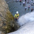Rappelling down a waterfall--30 feet
