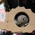 來德國會發現諸多討喜的木制手工製品﹐尤其以兒童安全木制玩具聞名。這是為鳥食裝飾設計。中間一顆是鳥食。