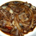 Onion cooked with red wine