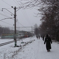 風雪中的月台與火車