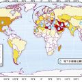 世界平均每人每年地下水抽取量(1998年)