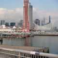 神戶港邊神戶塔與飯店重疊