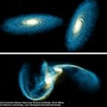 銀河系和仙女座大星系對撞的電腦模擬圖