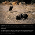 這張照片是凱文卡特，贏得1994年普立茲新聞特寫攝影獎的作品。一個蘇丹（盧安達）男童，即將餓斃跪倒在地，而兀鷹正在男孩後方不遠處，虎視眈眈，等候獵食男孩的畫面。這張震撼世人的照片，引來諸多批判與質疑。