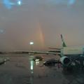 出發當日，聖帕颱風來襲前夕，一陣風雨後，天空出現短暫彩虹