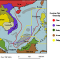 南中國海各國主張領海與經濟海域爭議圖