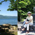 十和田湖最著名的景點【乙女の像】，就在那砂濱盡頭的一角