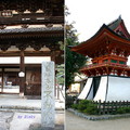 (左圖)樓門於昭和33年(1958)指定為国重要文化財。 (右圖)鐘楼堂建於1433年，內置一只高麗鐘，昭和27年(1963)指定為国重要文化財
