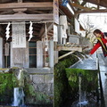 湧泉是阿蘇火山帶給百姓最大的恩惠，神社門前隔著參道有一口「神の泉」，參拜者可先在此淨身，離去時亦可自行取用
