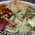 蔥煎金槍魚，磨菇青剛菜，三穀米