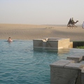姑且不問水從哪裡來? 光是在池畔看著駱駝悠然而過，就覺得很有趣了