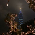 為配合燈會，101大樓週邊的行道樹都點亮了小燈，與高樓相互輝映。