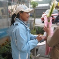 竹子湖賣花女笑容甜美「買一束花吧」。夏天一到，海芋就要告別了