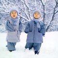 child monks in the snow field