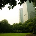 襄陽公園綠地，可清楚望見卡夫公司大樓「嘉華中心」。