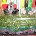 左上七星陣 : 綠幽靈, 紫水晶
右上七星陣 : 石榴石, 粉水晶
上至下 : 橄欖石, 石榴石, 粉水晶, 紫水晶