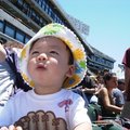 Ethan in the Oakland A's game