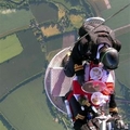 Adventurers Bear Grylls, 30 and Lieutenant Commander Alan Veal, 34, are the diners enjoying a dinner party suspended from a balloon at a height of nearly 24.262 ft (7395 meters) flying over Somerset, England.  (AP Photo/MPL International Ltd/ho)