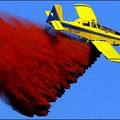 Retardant : A plane dumps retardant on a raging fire in a wooded area in Martorell near Barcelona. (AFP/Cesar Rangel)