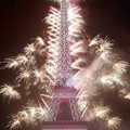 Fireworks illuminate the Eiffel Tower in Paris during Bastille Day celebration late Thursday, July 14, 2005. (AP Photo/Francois Mori)