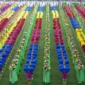 Performers dance during the opening ceremony of the Arirang Festival in Pyongyang, capital of North Korea, Tuesday, Aug. 16, 2005.(AP Photo / Xinhua, Ji Xinlong)