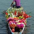 A Kashmiri boy ferries fresh flowers in a boat for tourists in Dal Lake, in Srinagar, August 17, 2005.  REUTERS/Fayaz Kabli