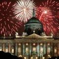 Fireworks display is seen over the Neues Palais (New Palace) during a music festival in the city of Potsdam, south of Berlin August 20, 2005. . REUTERS/Fabrizio Bensch