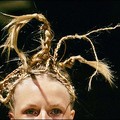 A model presents a creation by Japanese designer Kei Kagami during the Spring/Summer 2006 women's collections. (AFP/Filippo Monteforte)