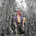 A Salvadorean peasant waits to be evacuated in the foothills of Ilamatepec Volcano in Santa Elena community