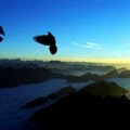  seen from the Saentis mountain, eastern Switzerland on Monday, Oct. 17, 2005. High fog covered most parts of Switzerland during the last days. (AP Photo/KEYSTONE/Walter Bieri)