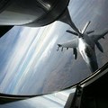  from a KC-135 refueling plane during the international war games Tuesday, Oct. 18, 2005, at Mountain Home Air Force Base in Mountain Home, Idaho.  (AP Photo/