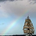 near Portsmouth November 1, 2005. Two identical traditional 60 metre brigs, the 'Prince William' and 'Stavros S Niarchos', are competing in the world's only Tall Ships Match Race in the two-day event.  REUTERS/Toby Melville