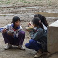 Local people used to eat with the squat position.