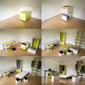 箱子裡面包括了一個衣櫥，一張桌子，一張可調整高度的椅子兩張普通椅子，六層的書架與一個有床墊的床! 2007年德國KISD設計學院學生的畢業作品