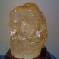 黃水晶原礦雕刻的綠度母菩薩