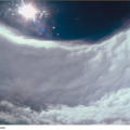 在颱風眼內看到雲牆的景觀