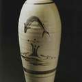 Vase with image of leaping salmon, 1957. Bernard Leach St. Ives, England