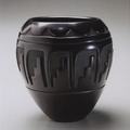 Black jar with carved decoration, 1980. Elizabeth Naranjo